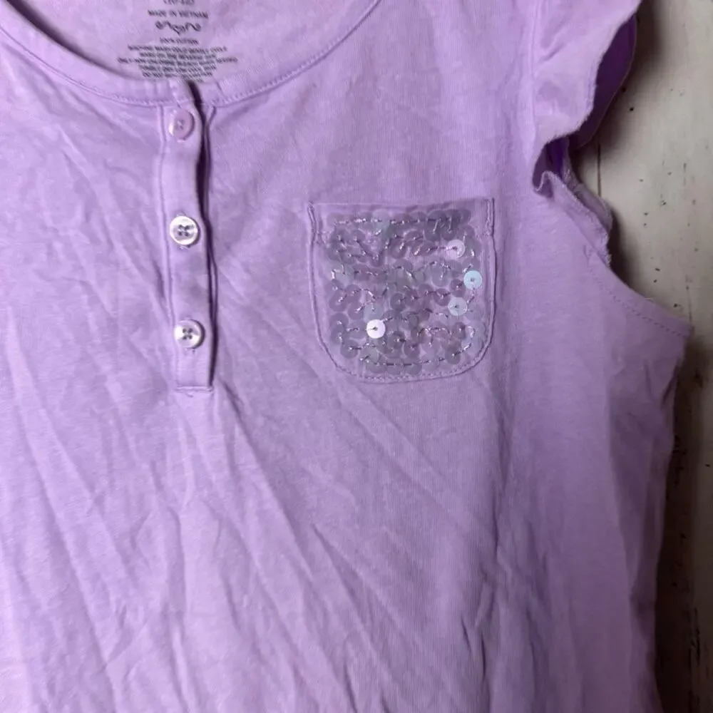 Old Navy Kids Purple Ruffle Sleeve Top Sz L